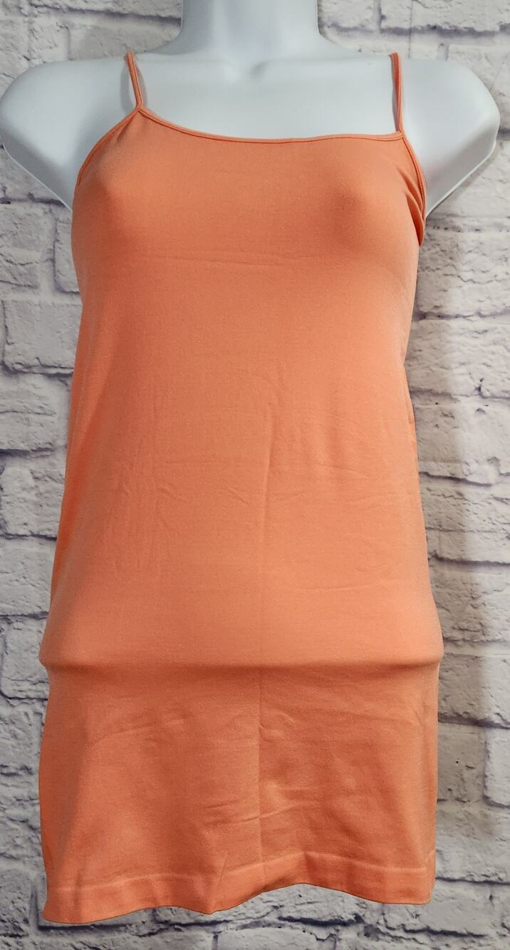 Simi Sue Orange Spaghetti Strap Tank Top One Size Lightweight Soft Stretchy